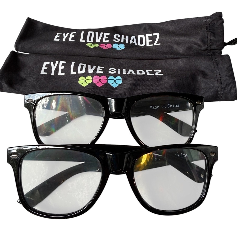 Lot of 2 Rave Diffraction Glasses Black Frame Festival Rainbow EDM Coachella